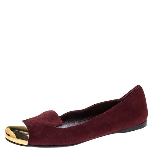 Yves Saint Laurent Burgundy Suede Metal Cap Toe Evelyn Loafers Size 36.5 - Saint Laurent Paris - Modalova