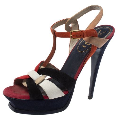 Saint Laurent Multicolor Suede Tribute Platform Sandals Size 40 - Saint Laurent Paris - Modalova