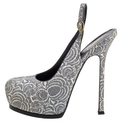 Cream/ Printed Python Embossed Leather Tribtoo Slingback Platform Sandals Size 38.5 - Saint Laurent Paris - Modalova