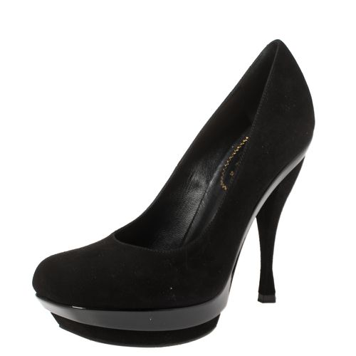 Saint Laurent Paris Black Suede Arya Platform Pumps Size 36 - Saint Laurent Paris - Modalova