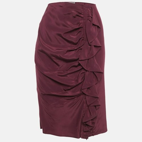 Yves Saint Laurent Vintage Burgundy Silk Ruffled Knee-Length M - Saint Laurent Paris - Modalova