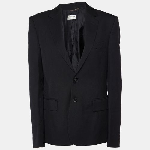 Saint Laurent Paris Black Wool Gabardine Single Breasted Jacket L - Saint Laurent Paris - Modalova