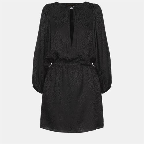 Saint Laurent Black Patterned Silk Mini Dress L (FR 40) - Saint Laurent Paris - Modalova