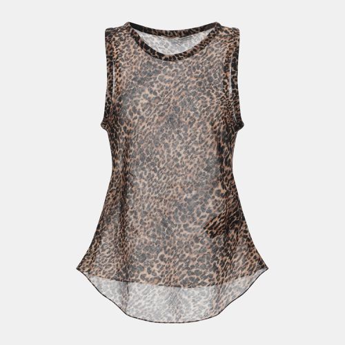 Saint Laurent Paris Brown Animal Print Wool Sleeveless Top S (FR 36) - Saint Laurent Paris - Modalova