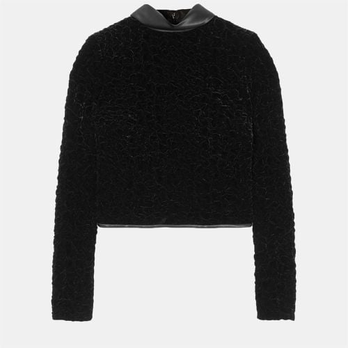 Saint Laurent Black Smocked Velvet Full Sleeves Top M (FR 38) - Saint Laurent Paris - Modalova