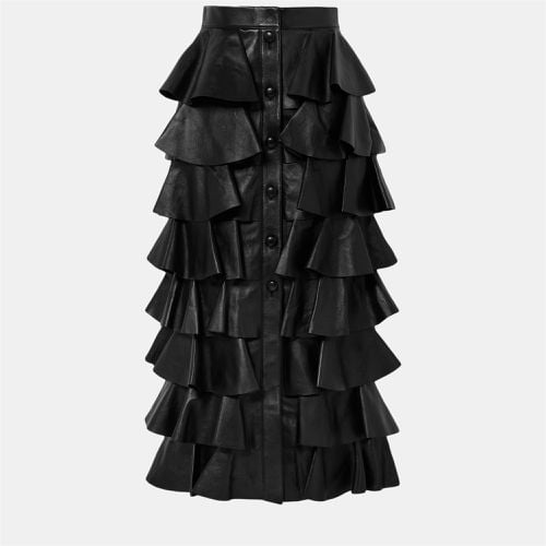 Saint Laurent Black Lambskin Leather Tiered Maxi Skirt M (FR 38) - Saint Laurent Paris - Modalova