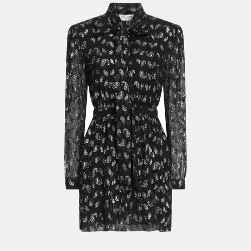 Saint Laurent Paris Black Lurex Silk Mini Dress S (FR 36) - Saint Laurent Paris - Modalova