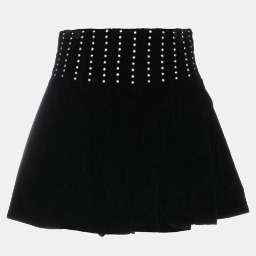 Saint Laurent Paris Black Velvet Studded Mini skirt M (FR 38) - Saint Laurent Paris - Modalova