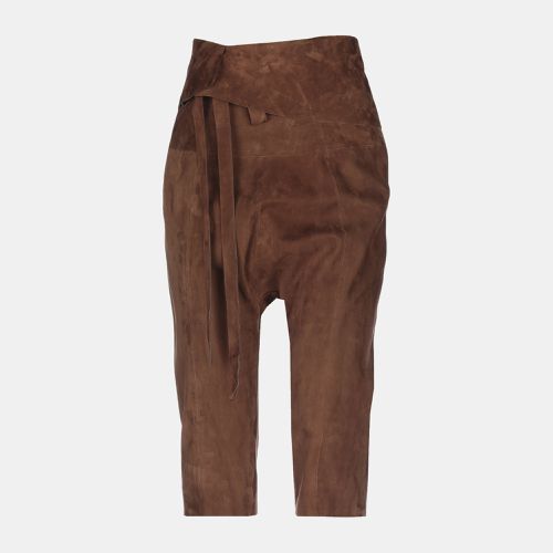 Saint Laurent Paris Brown Suede Cropped Pants M (FR 40) - Saint Laurent Paris - Modalova