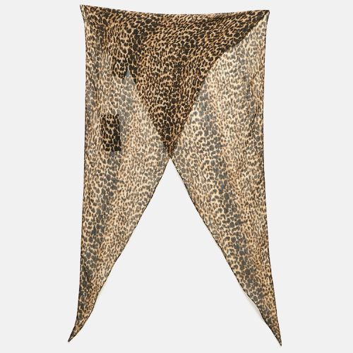 Saint Laurent Brown Leopard Print Wool Losange Scarf - Saint Laurent Paris - Modalova