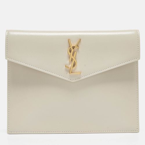 Saint Laurent Off White Leather Small Pouch - Saint Laurent Paris - Modalova