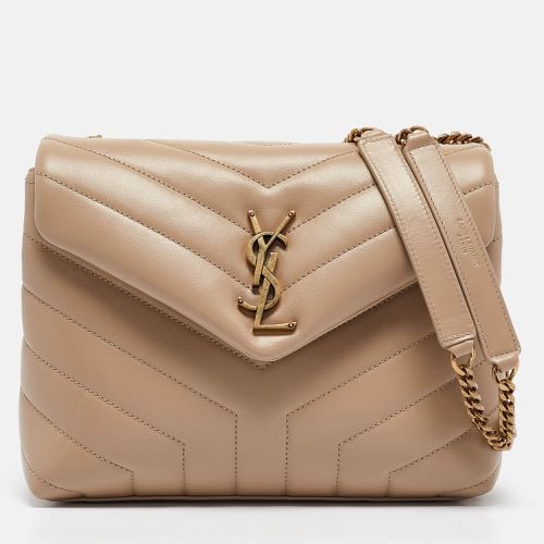 Saint Laurent Beige Matelassé Leather Small Loulou Shoulder Bag - Saint Laurent Paris - Modalova