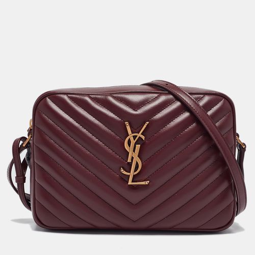 Saint Laurent Burgundy Matelassé Leather Lou Camera Crossbody Bag - Saint Laurent Paris - Modalova