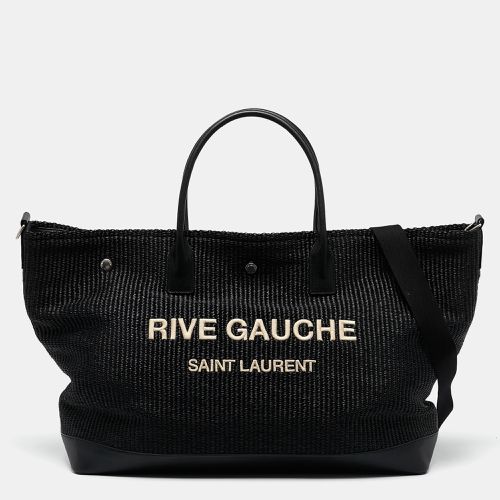 Saint Laurent Raffia Rive Gauche Logo Oversized Tote - Saint Laurent Paris - Modalova