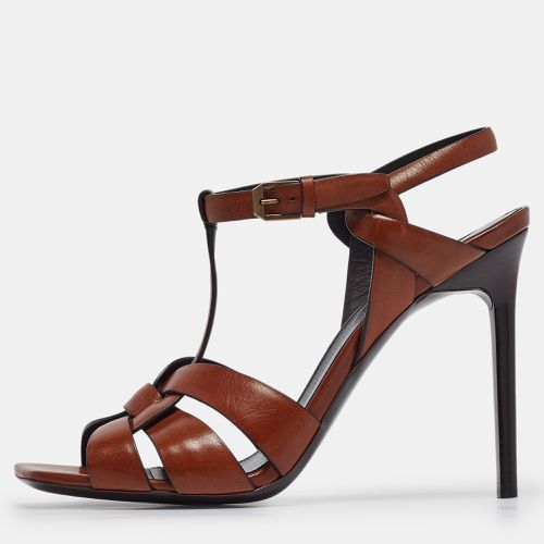 Saint Laurent Brown Leather Tribute Sandals Size 39.5 - Saint Laurent Paris - Modalova