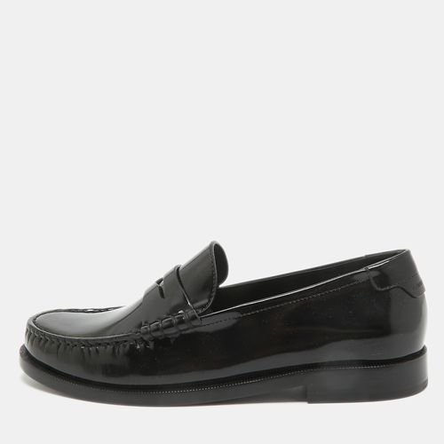 Saint Laurent Black Brushed Leather Penny Loafers Size 37 - Saint Laurent Paris - Modalova