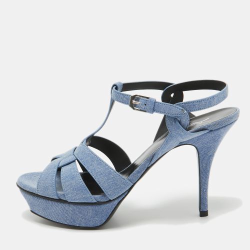 Saint Laurent Blue Denim Tribute Sandals Size 39.5 - Saint Laurent Paris - Modalova