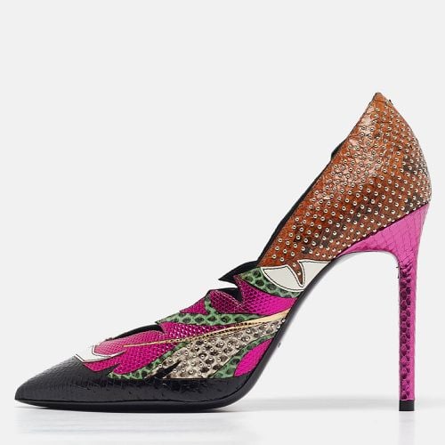 Saint Laurent Snakeskin and Calf Hair Anja Pumps Size 38 - Saint Laurent Paris - Modalova