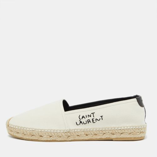 Saint Laurent Beige Canvas Embroidered Slip On Espadrille Loafers Size 38 - Saint Laurent Paris - Modalova