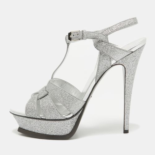 Saint Laurent Silver Glitter Tribute Sandals Size 41 - Saint Laurent Paris - Modalova