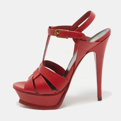 Saint Laurent Red Leather Tribute Platform Sandals Size 38.5 - Saint Laurent Paris - Modalova