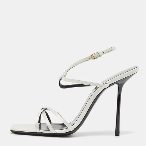 Saint Laurent Pastel Green Satin Ankle Strap Sandals Size 39 - Saint Laurent Paris - Modalova