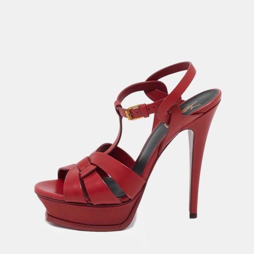 Saint Laurent Red Leather Tribute Sandals Size 39 - Saint Laurent Paris - Modalova