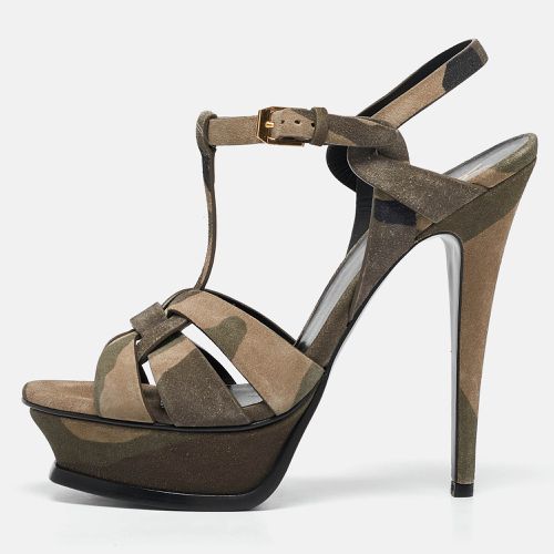 Saint Laurent Camouflage Suede Tribute Sandals Size 38 - Saint Laurent Paris - Modalova