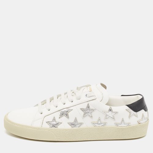 Saint Laurent White/Silver Leather Court Classic Star Sneakers Size 38.5 - Saint Laurent Paris - Modalova