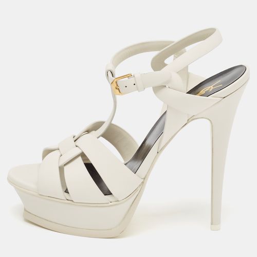 Saint Laurent White Leather Tribute Platform Sandals Size 39 - Saint Laurent Paris - Modalova