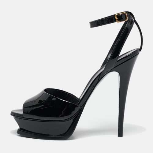 Saint Laurent Black Patent Leather Jodie Platform Ankle Strap Sandals Size 41 - Saint Laurent Paris - Modalova