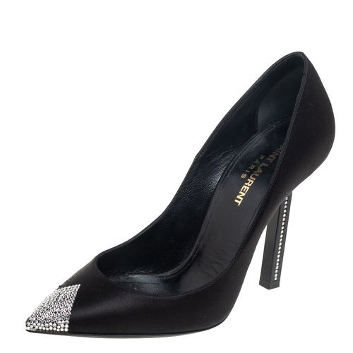 Saint Laurent Black Satin Tower Pumps Size 36.5 - Saint Laurent Paris - Modalova