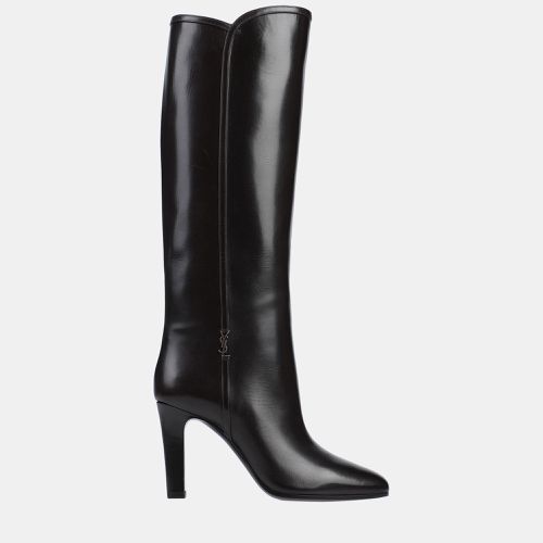 Saint Laurent Brown Calf Leather Over The Knee Boots 37 - Saint Laurent Paris - Modalova