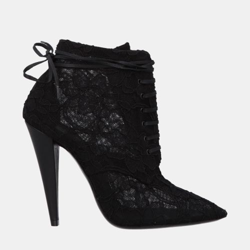 Saint Laurent Black Lace Ankle Booties Size 37.5 - Saint Laurent Paris - Modalova