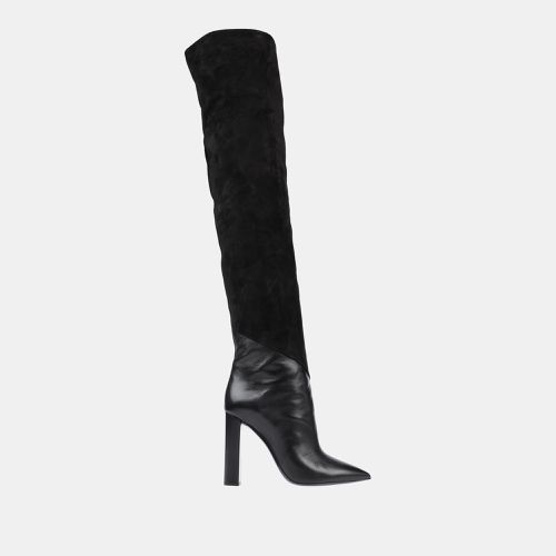 Saint Laurent Leather and Suede Over The Knee Boots 39 - Saint Laurent Paris - Modalova