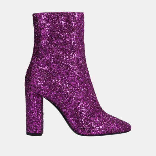 Saint Laurent Pink Glitter Ankle Zipped Boots Size 37.5 - Saint Laurent Paris - Modalova