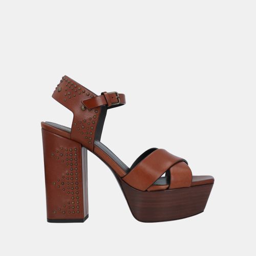 Saint Laurent Leather Block Heel Platform Sandals 38.5 - Saint Laurent Paris - Modalova