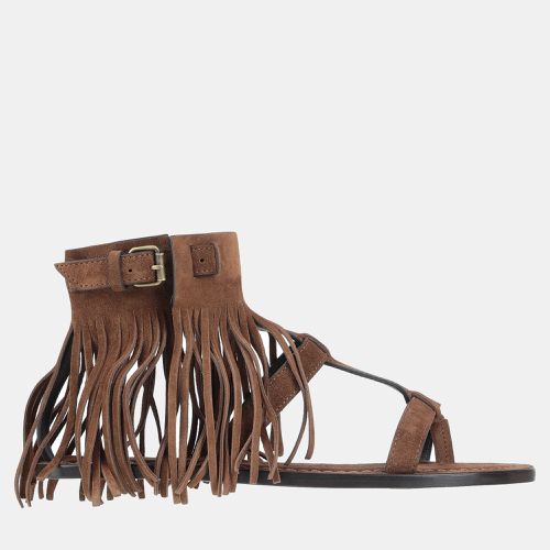 Saint Laurent Suede Thong Fringe Gladiator Sandals Size 37 - Saint Laurent Paris - Modalova