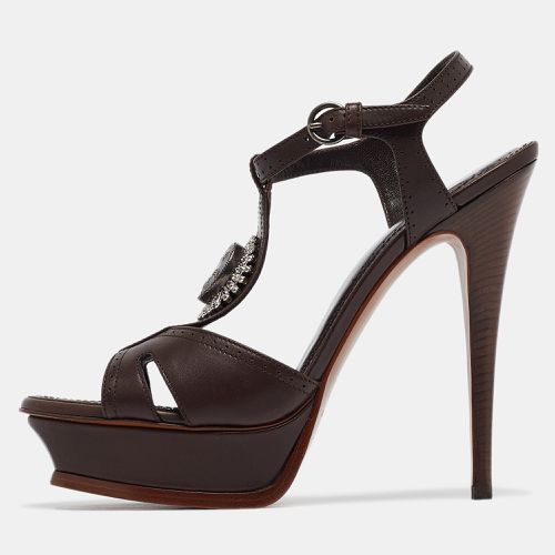 Saint Laurent Leather Ankle Strap Sandals Size 41 - Saint Laurent Paris - Modalova