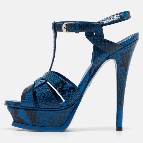 Saint Laurent Paris Python Embossed Leather Tribute Platform Ankle Strap Sandals Size 36 - Saint Laurent Paris - Modalova