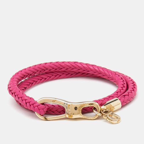 Braided Leather Gold Tone Wrap Bracelet - Salvatore Ferragamo - Modalova