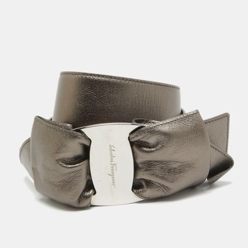 Salvatore Ferragamo Metallic Leather Logo Bow Waist Belt 85CM - Salvatore Ferragamo - Modalova