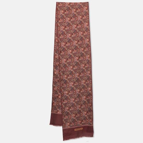 Salvatore Ferragamo Burgundy Printed Silk Scarf - Salvatore Ferragamo - Modalova