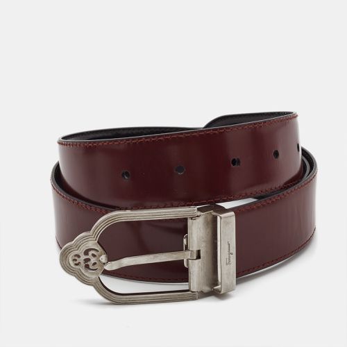 Salvatore Ferragamo Burgundy Glossy Leather Cut to Size Buckle Belt - Salvatore Ferragamo - Modalova