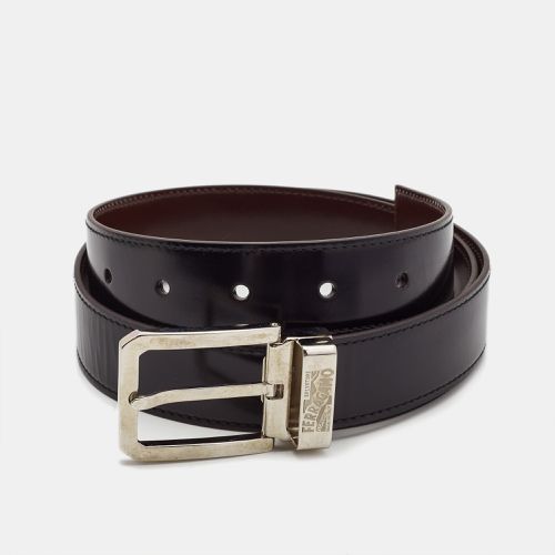 Salvatore Ferragamo Black/Brown Glossy Leather Cut to Size Reversible Belt - Salvatore Ferragamo - Modalova