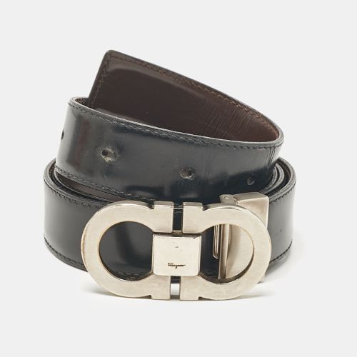 Salvatore Ferragamo Black/Brown Leather Gancini Buckle Reversible Cut to Size Belt - Salvatore Ferragamo - Modalova