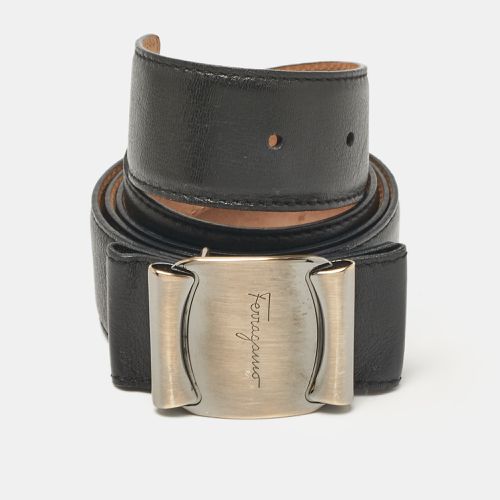 Salvatore Ferragamo Black Leather Metal Bow Belt 90CM - Salvatore Ferragamo - Modalova