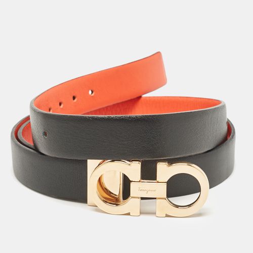 Salvatore Ferragamo Orange/Black Leather Gancini Buckle Reversible Cut to Size Belt - Salvatore Ferragamo - Modalova