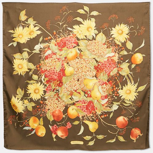 Floral and Fruit Print Silk Scarf - Salvatore Ferragamo - Modalova