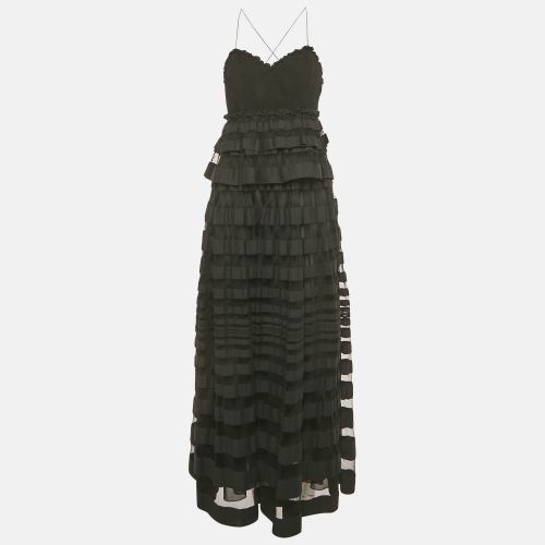 Salvatore Ferragamo Black Ruffled Sleeveless Long Dress S - Salvatore Ferragamo - Modalova